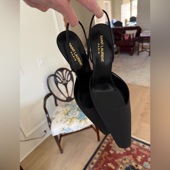 Saint Laurent Tom Slingback Pump in Nero & Heavenly Blue - Picture 2 of 12